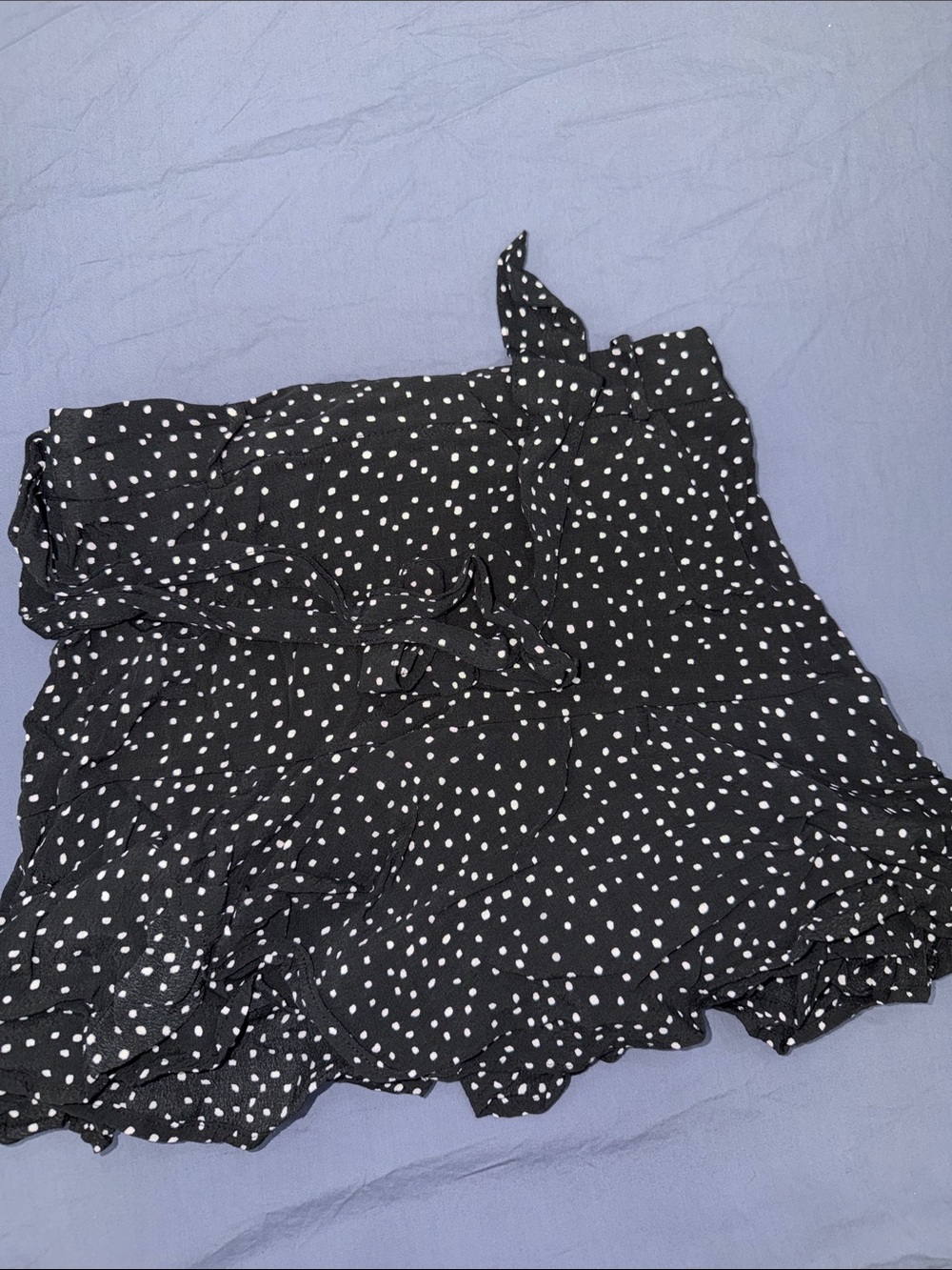 Zara Black and White Polka Dot Ruffle Wrap Skirt